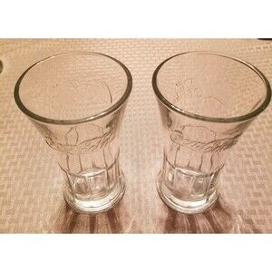 Set of 2 Vintage Clear Heavy Libby Coca-Cola Coke Drinking Glasses